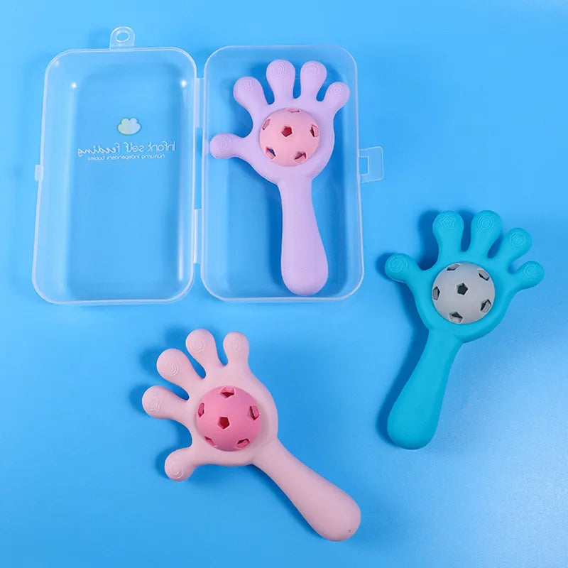 Chocalho Mordedor Bebê Mãozinha Silicone